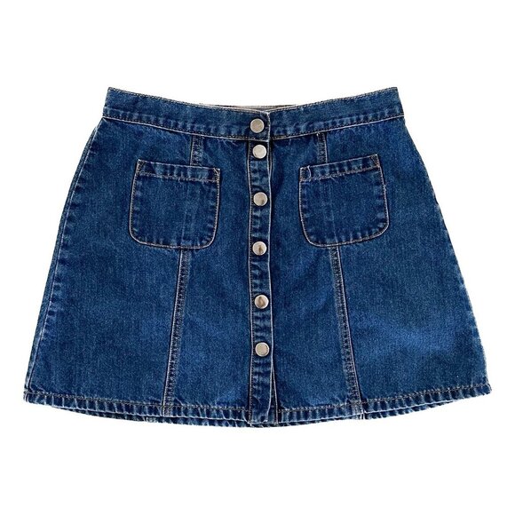 BDG Button Front Denim Mini Skirt with Pockets - Size Medium - Picture 1 of 3